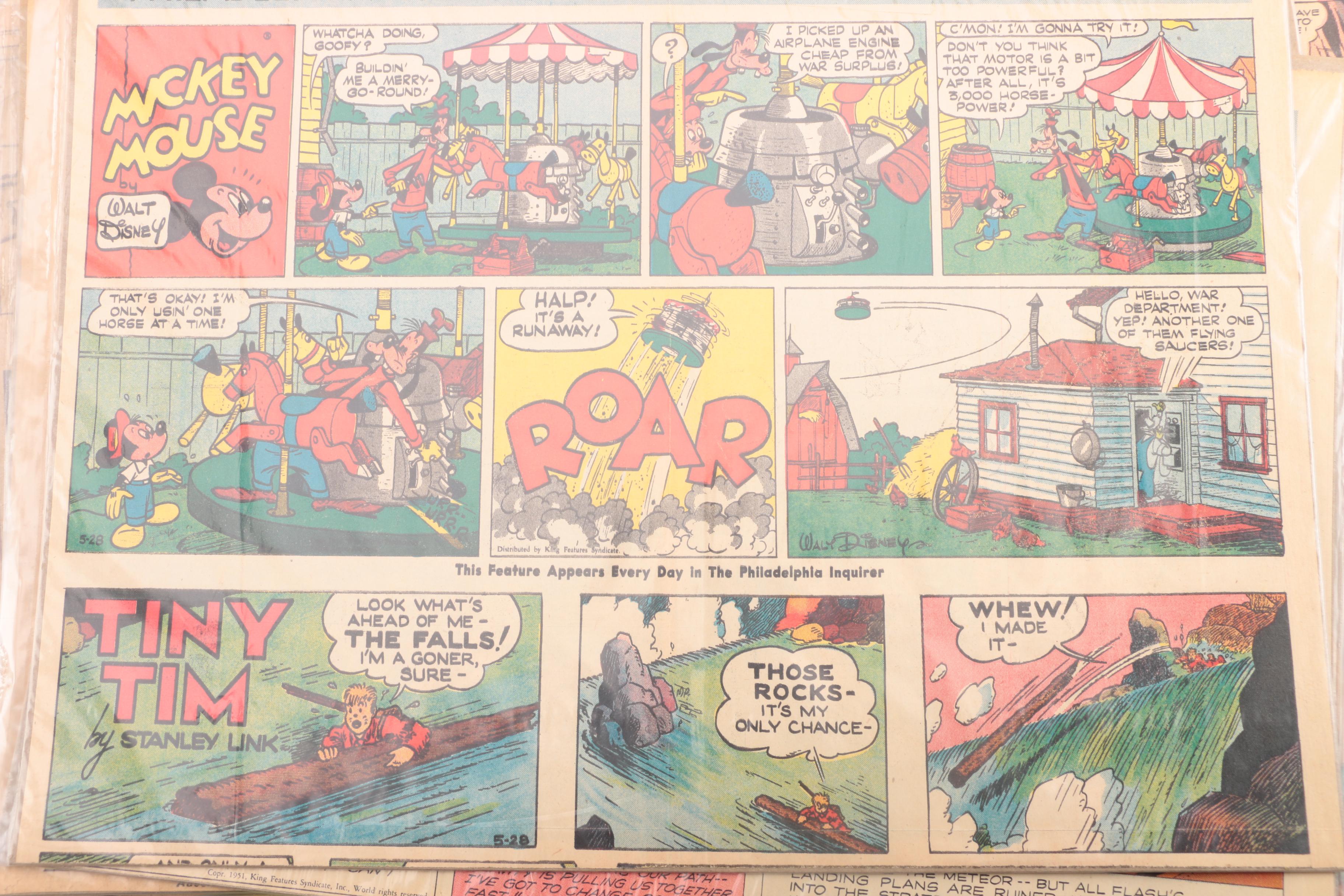 1940s Newspaper Comics Including "Superman" and "Happenings on the Home Front"