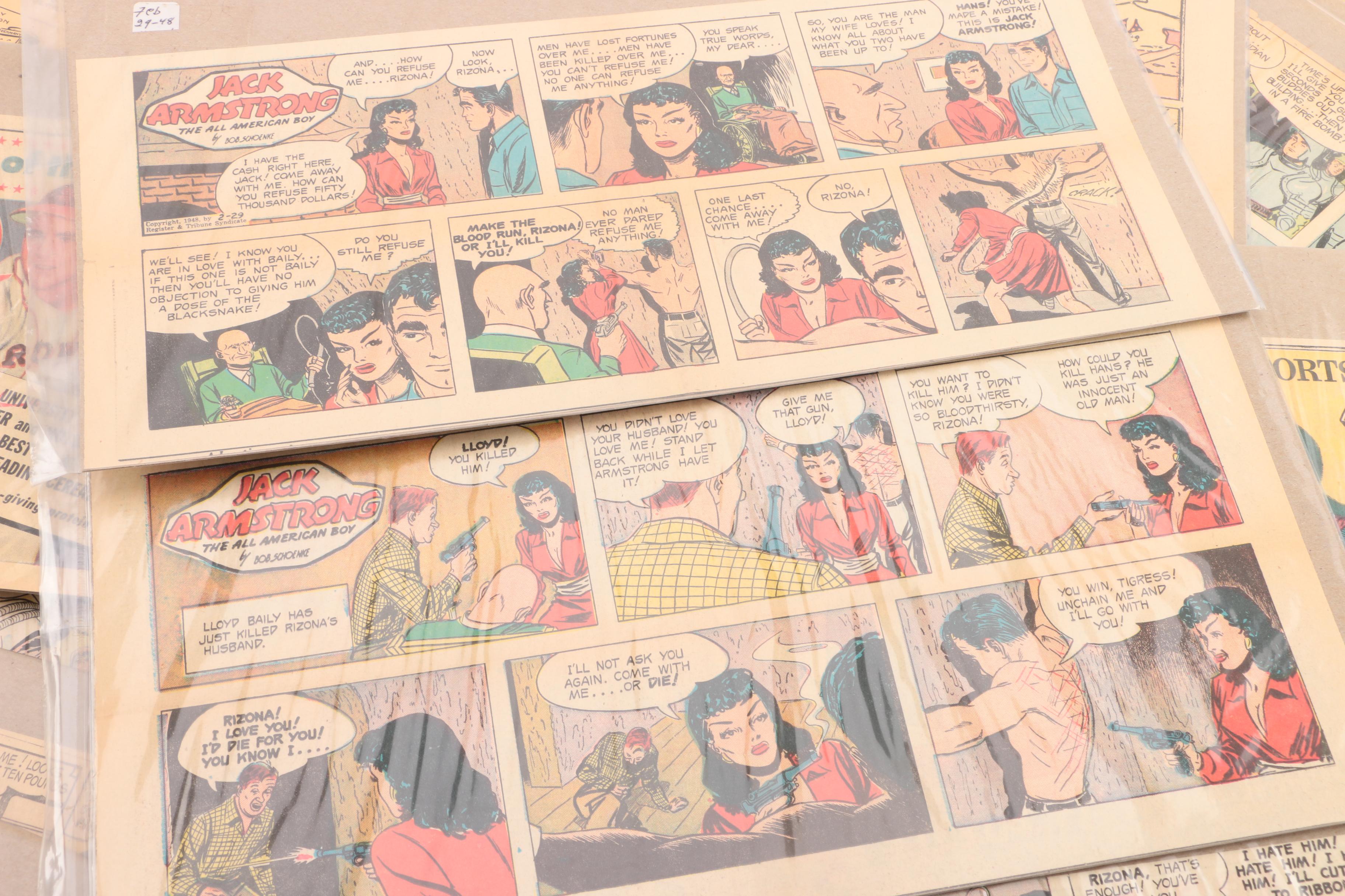 1940s Newspaper Comics Including "Superman" and "Happenings on the Home Front"