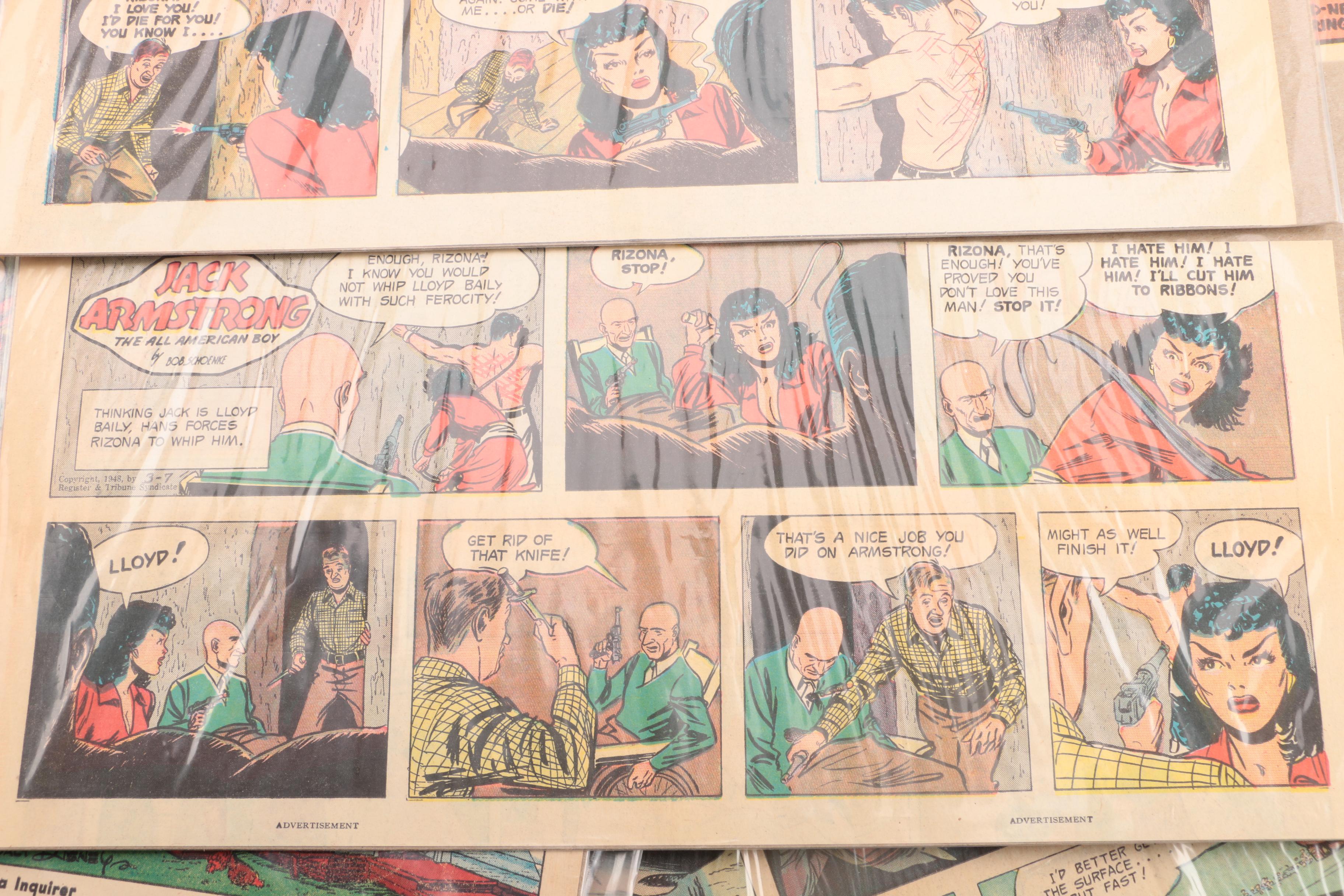 1940s Newspaper Comics Including "Superman" and "Happenings on the Home Front"