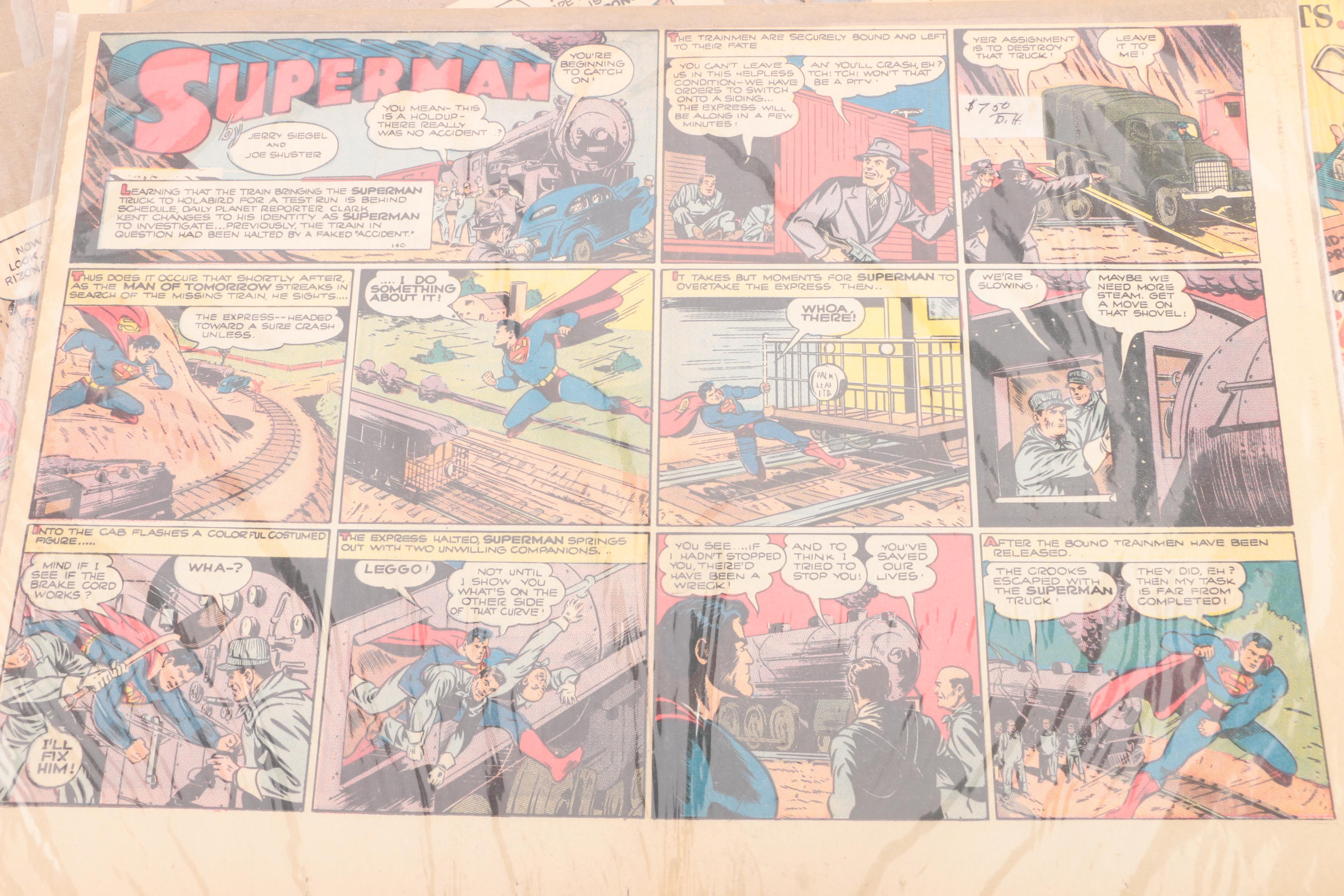 1940s Newspaper Comics Including "Superman" and "Happenings on the Home Front"