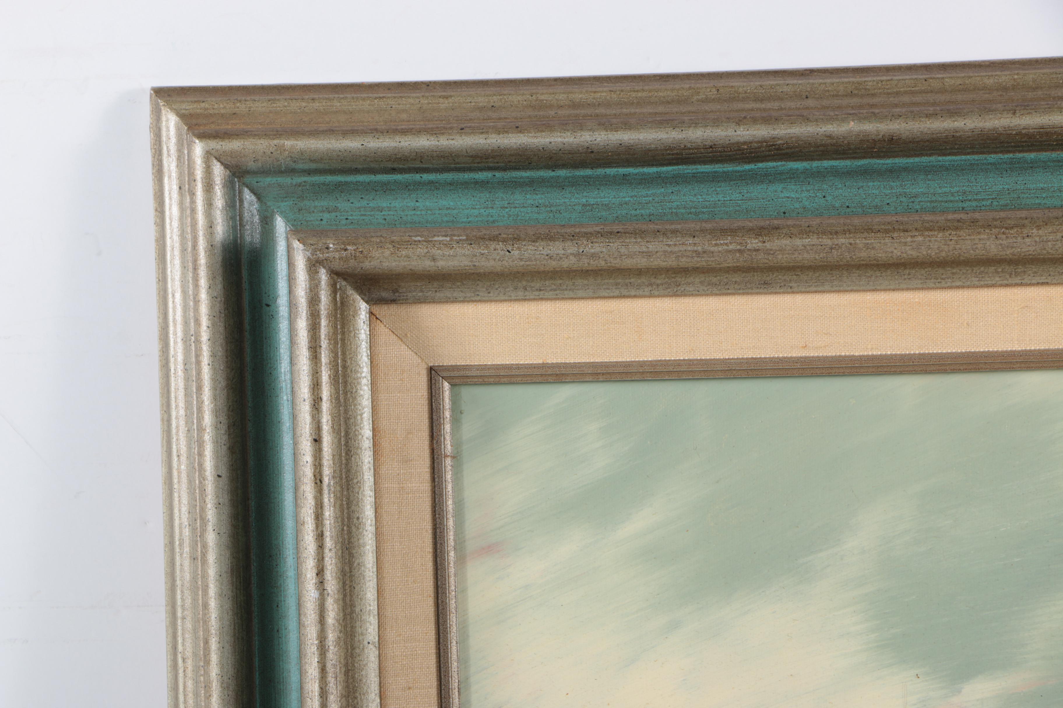 J. James Oil Painting on Canvas of Ship Scene