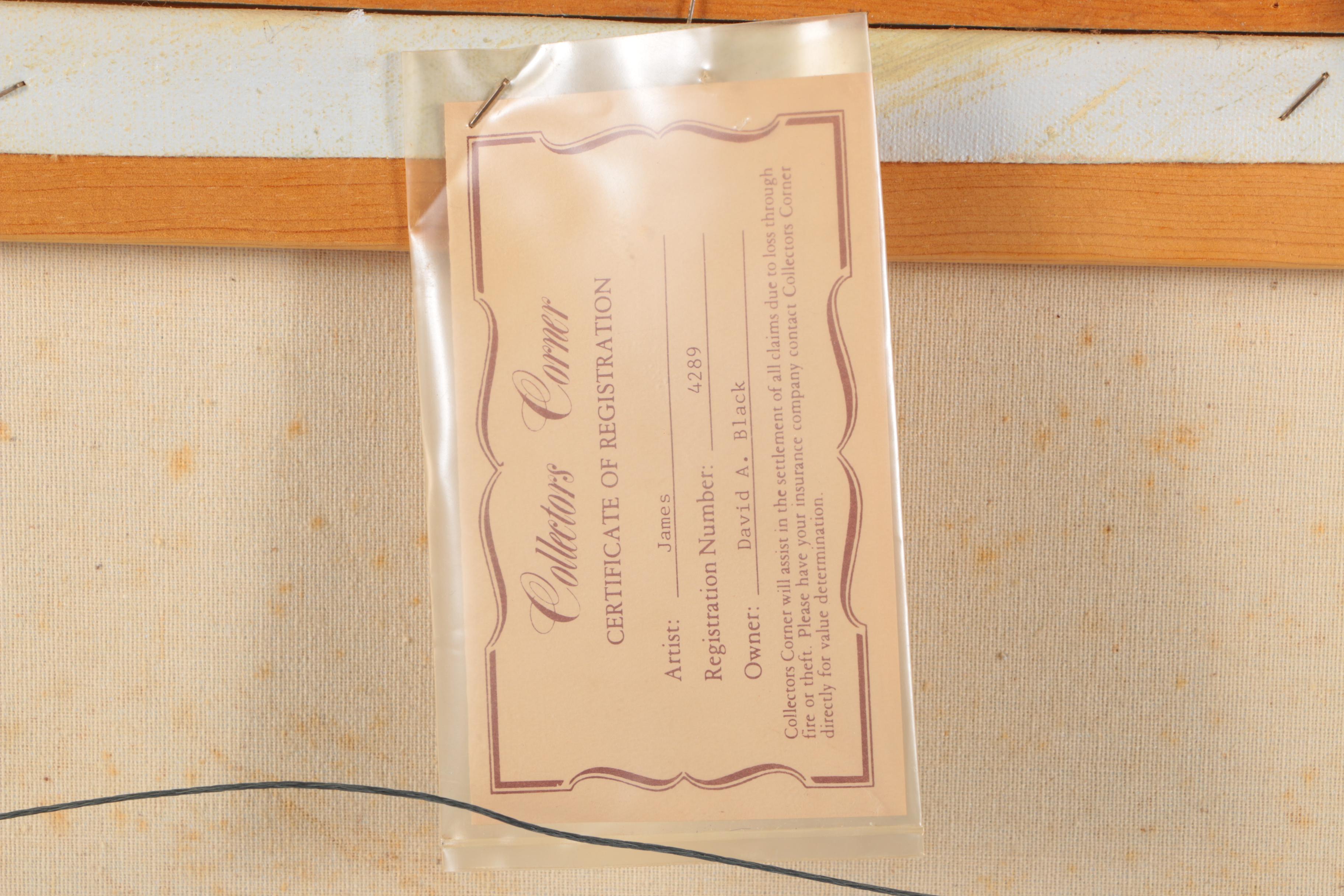 J. James Oil Painting on Canvas of Ship Scene