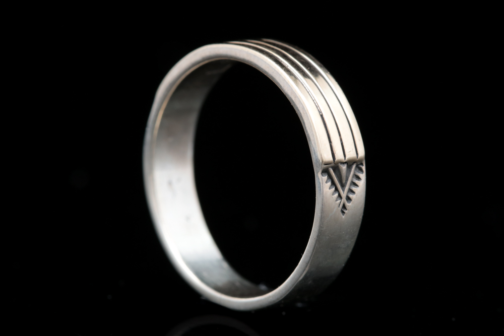Sterling Silver and 14K Yellow Gold Band