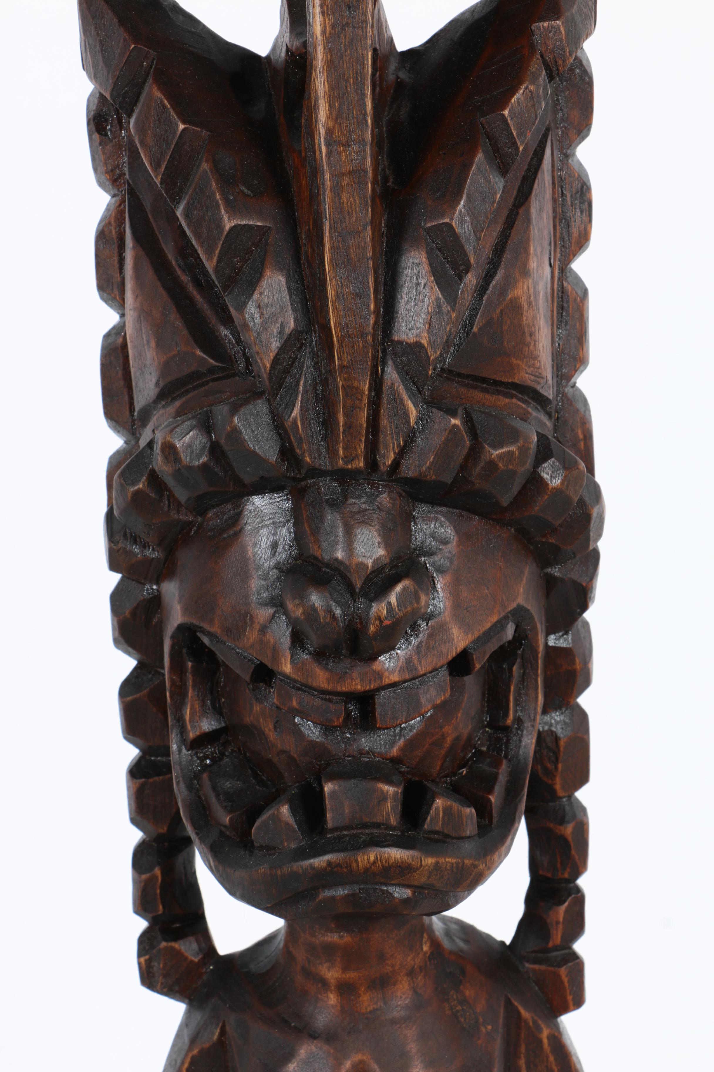 Hawaiian Style Carved Wood Lono Sculpture