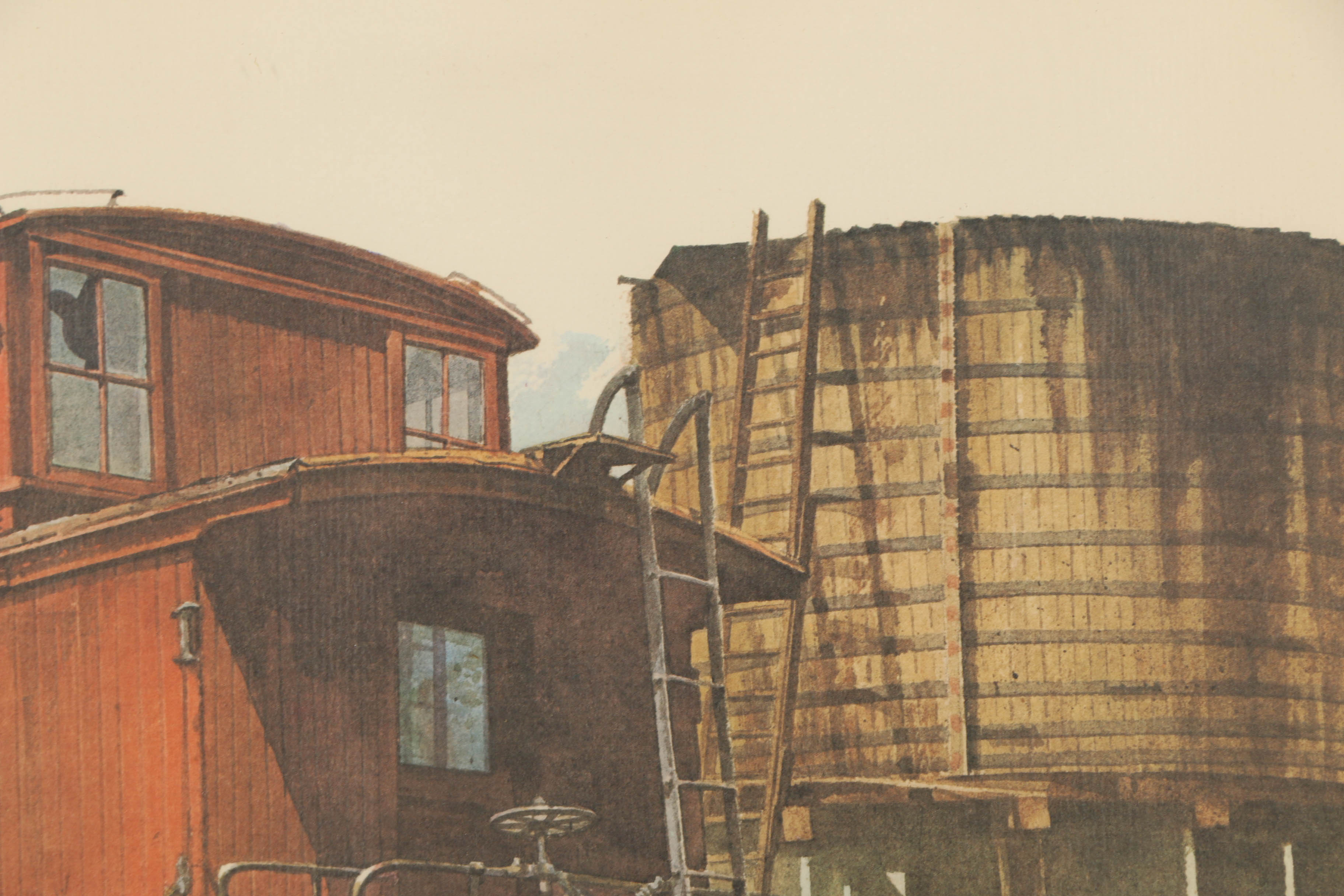 Offset Lithograph Print on Paper After D. Millsap Painting of Railcar