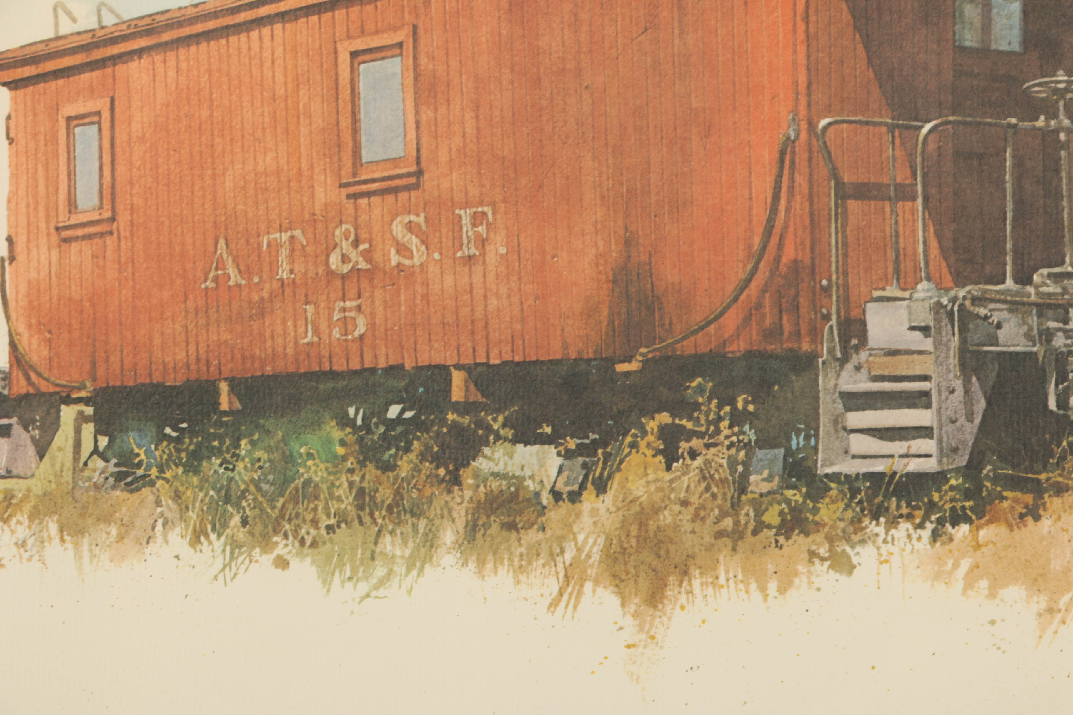 Offset Lithograph Print on Paper After D. Millsap Painting of Railcar