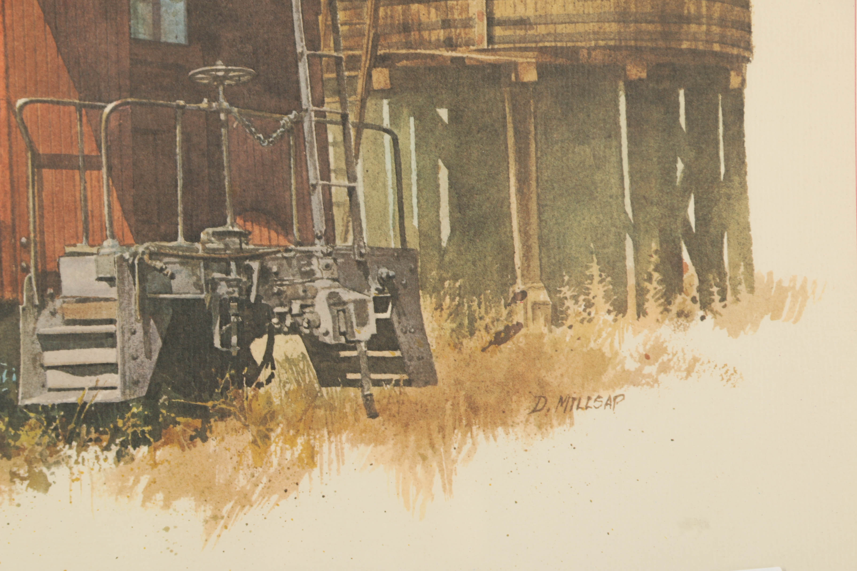 Offset Lithograph Print on Paper After D. Millsap Painting of Railcar