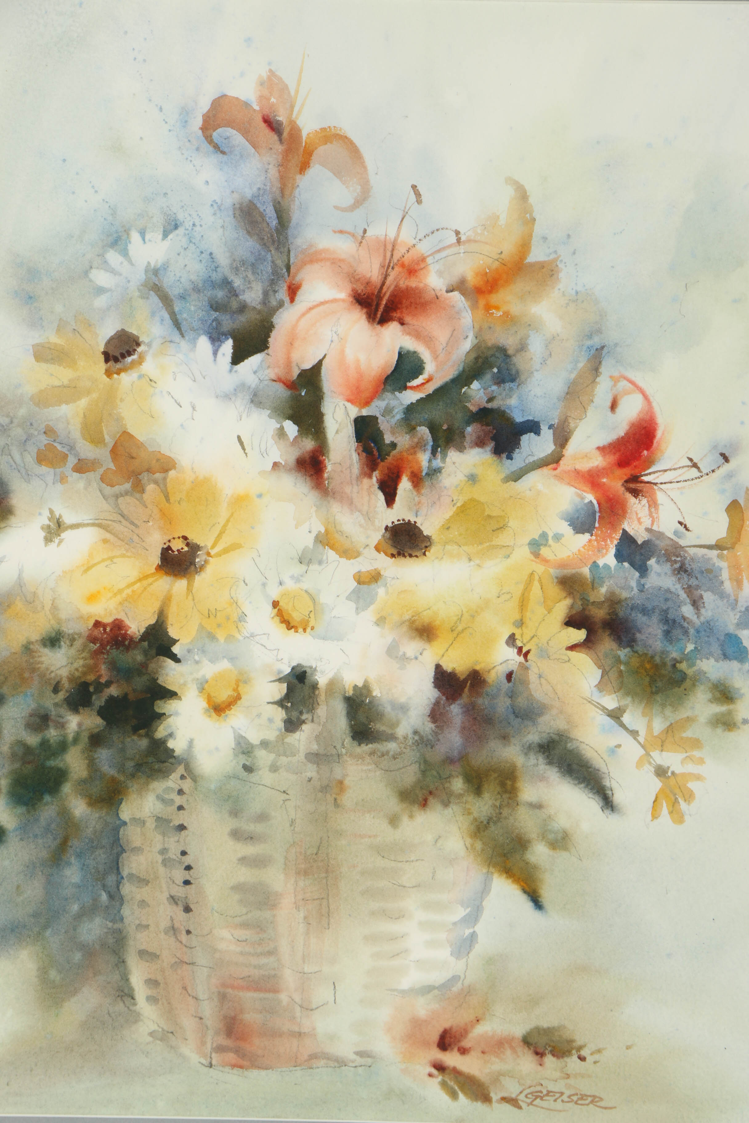 L. Geiser Watercolor on Paper Still Life
