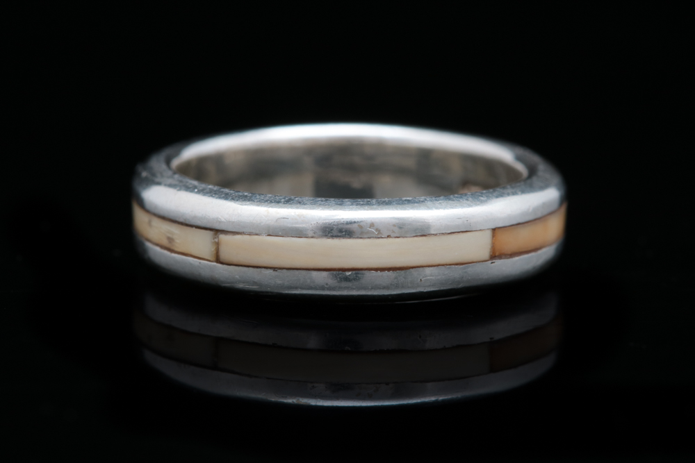 Sterling Silver and Bone Inlay Band
