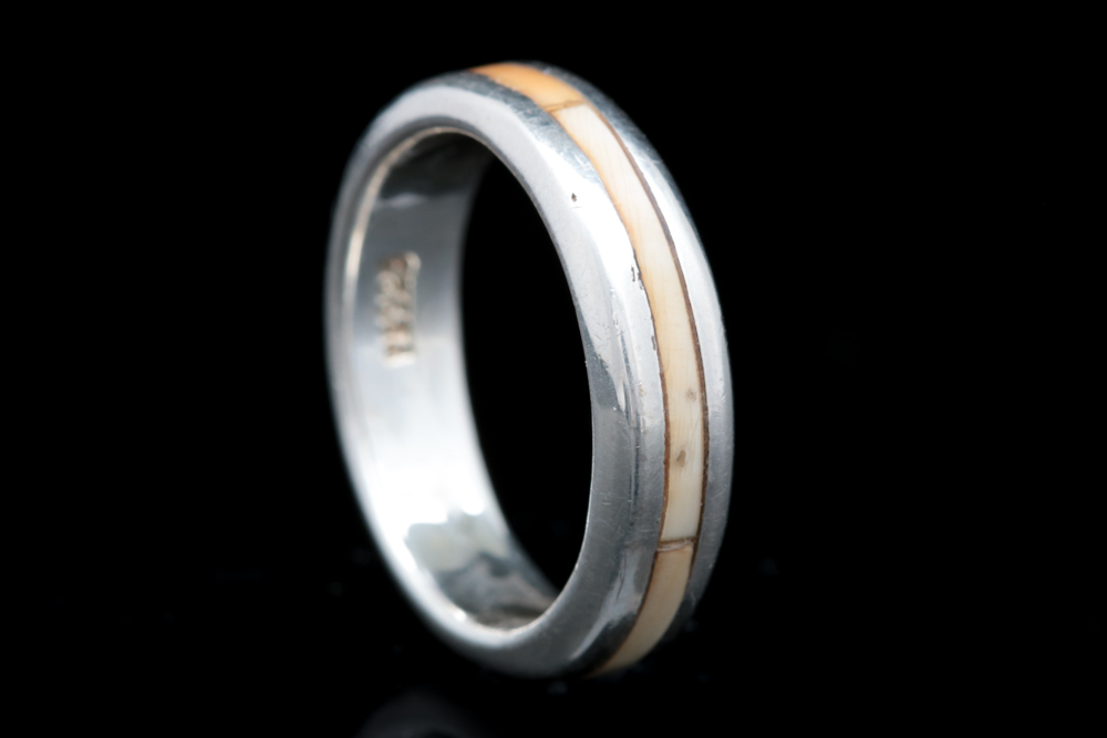 Sterling Silver and Bone Inlay Band