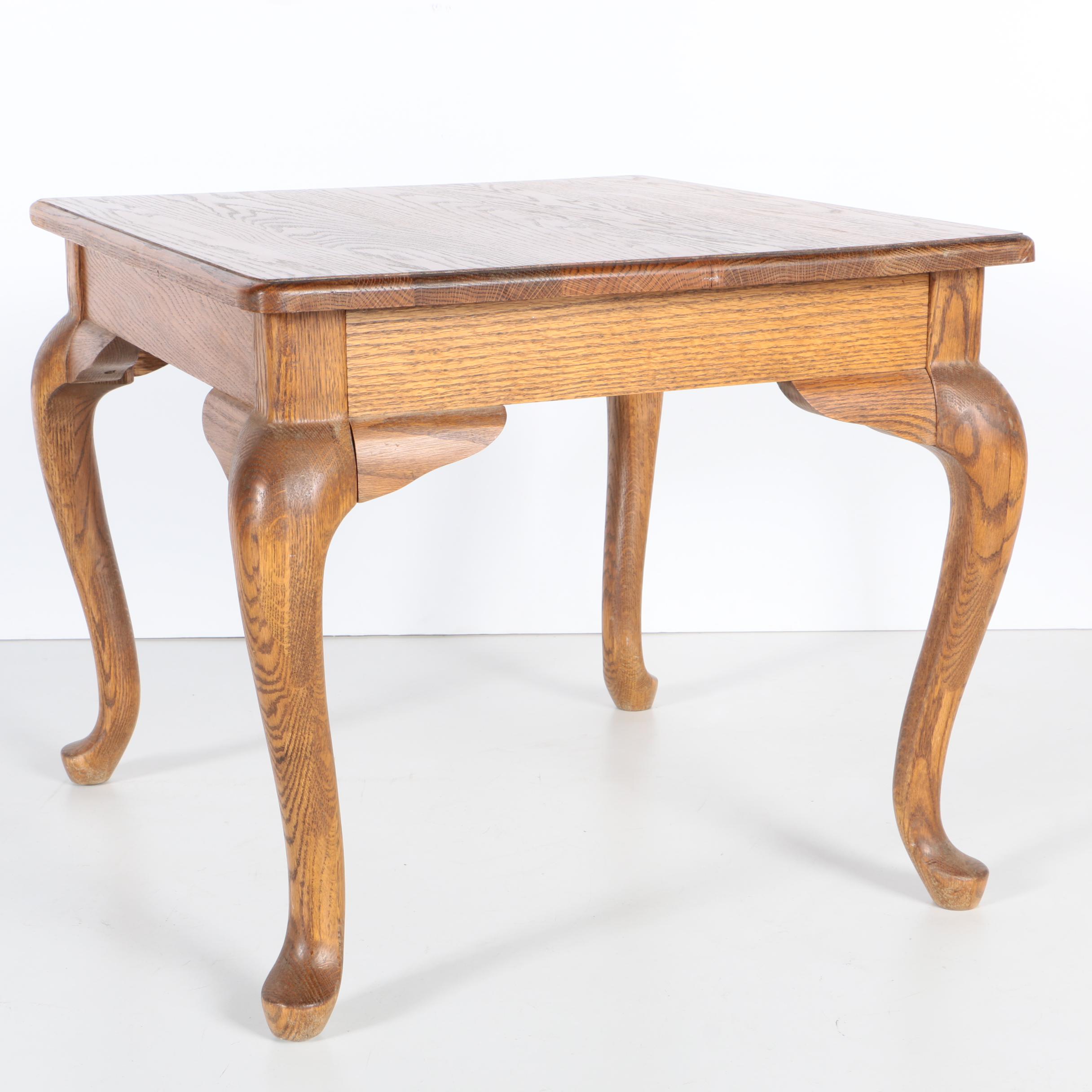 Vintage Queen Anne Style Oak Side Table