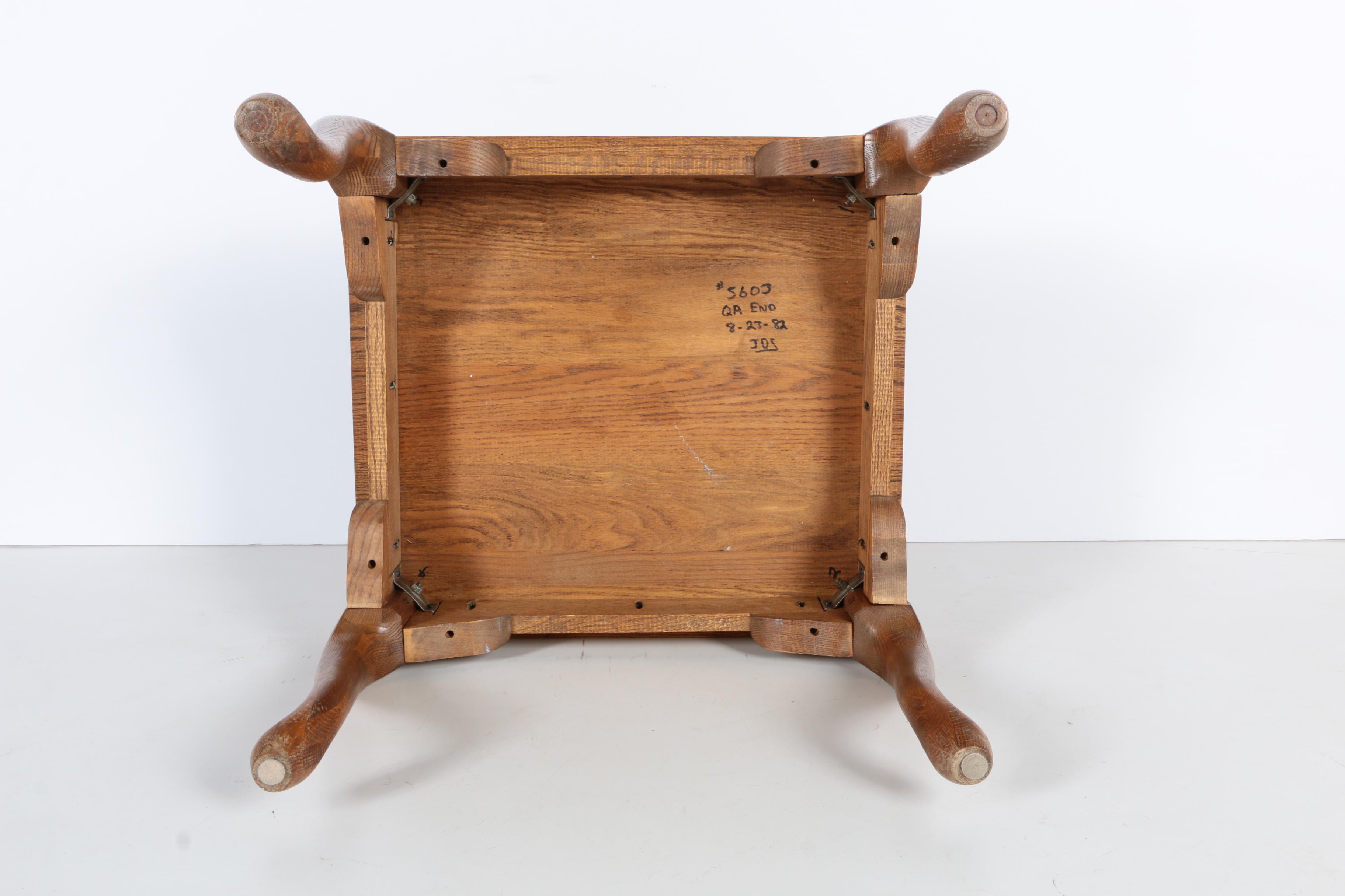 Vintage Queen Anne Style Oak Side Table