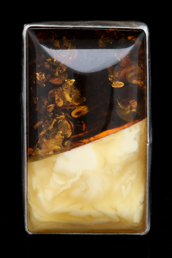 Sterling Silver, Amber and Yellow Chalcedony Cocktail Ring