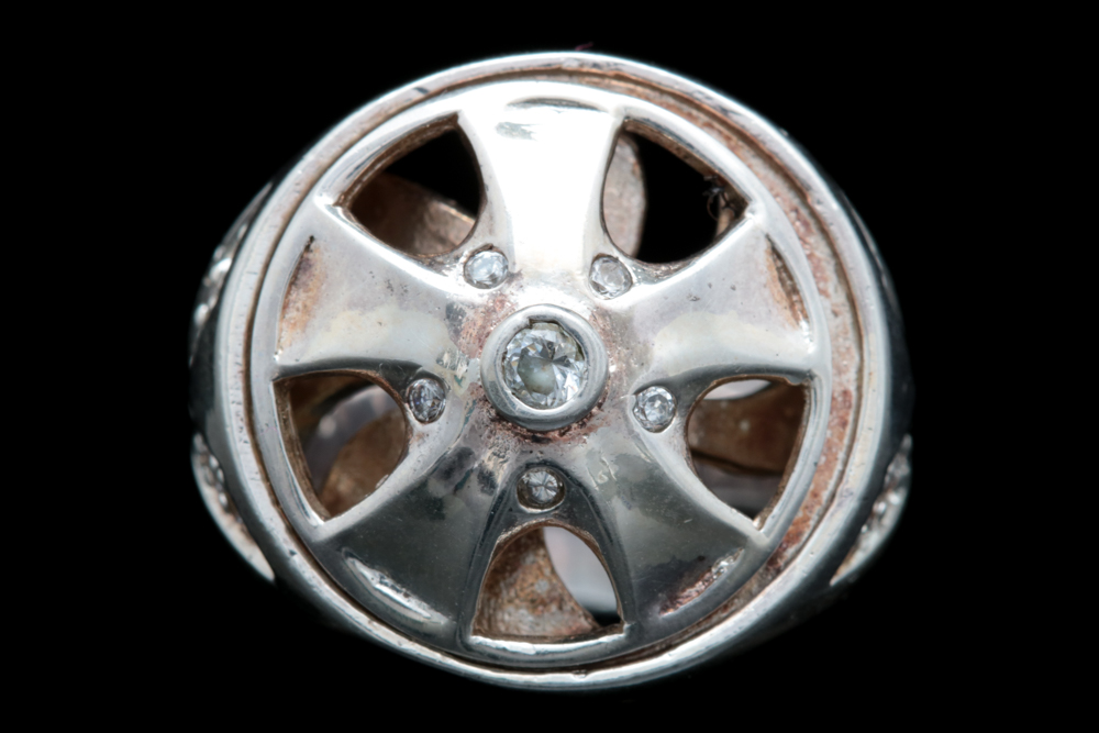 Sterling Silver and Cubic Zirconia Spinner Ring