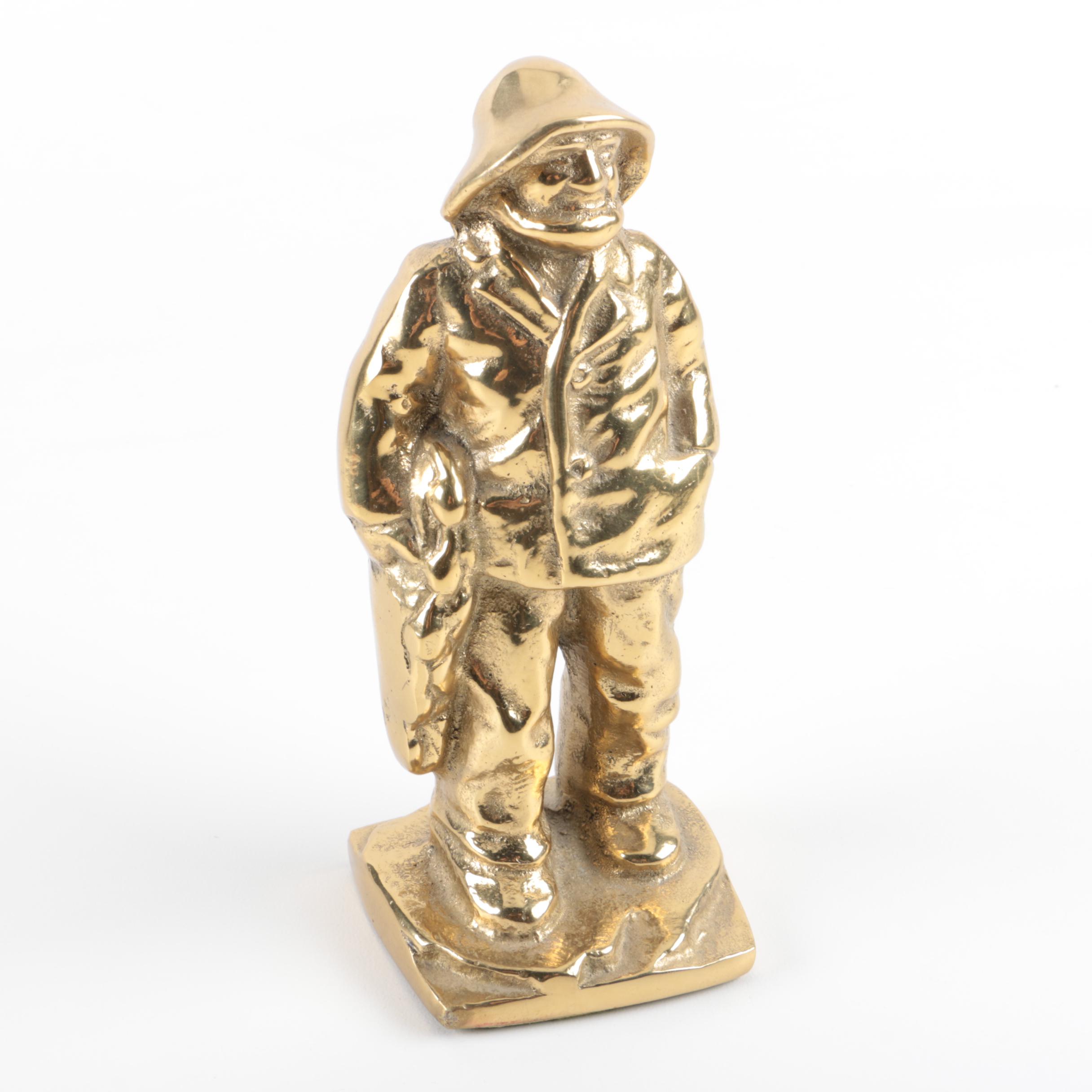 Brass Fisherman Figurine