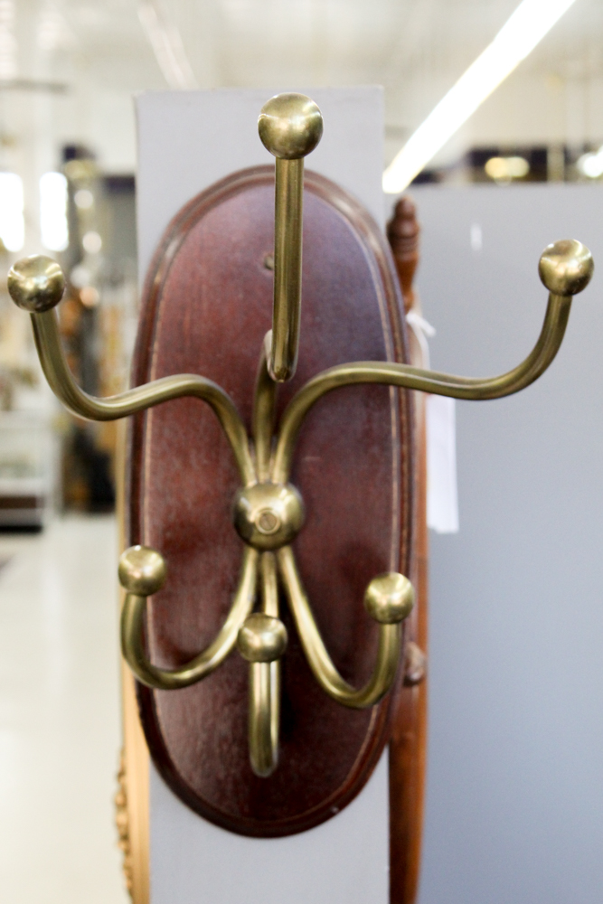 Mahogany and Brass Hat/Coat Rack