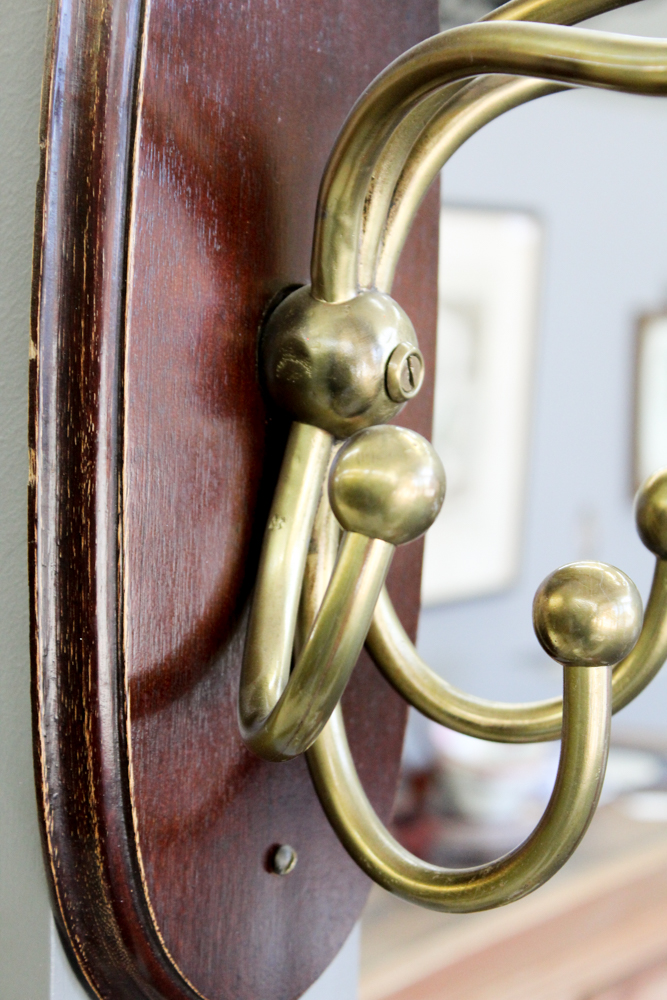 Mahogany and Brass Hat/Coat Rack