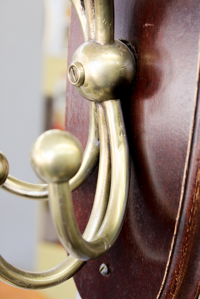 Mahogany and Brass Hat/Coat Rack
