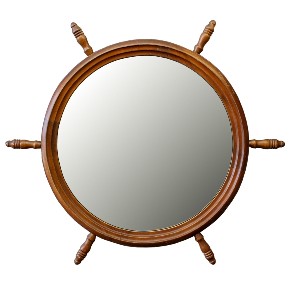 Vintage Captain's Wheel Style Wall Mirror