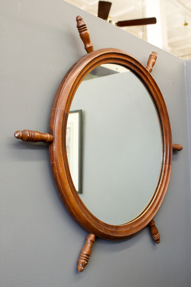 Vintage Captain's Wheel Style Wall Mirror