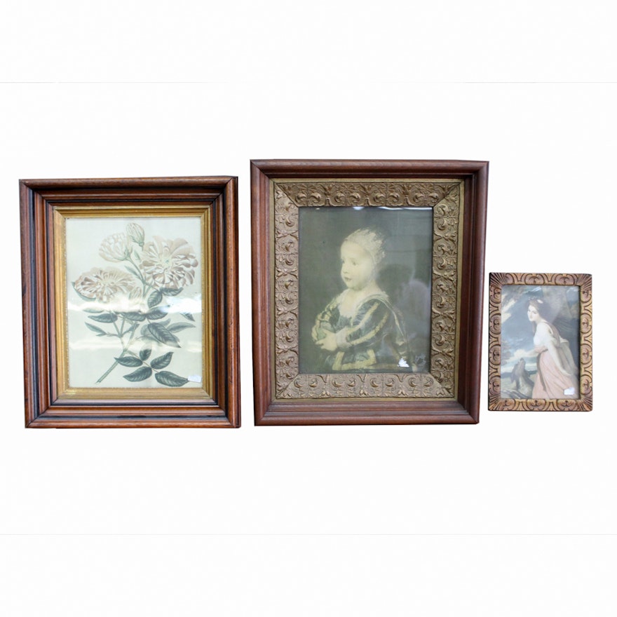 Framed Offset Lithographs Including After Henry C. Andrew's "Rosa Mundi"