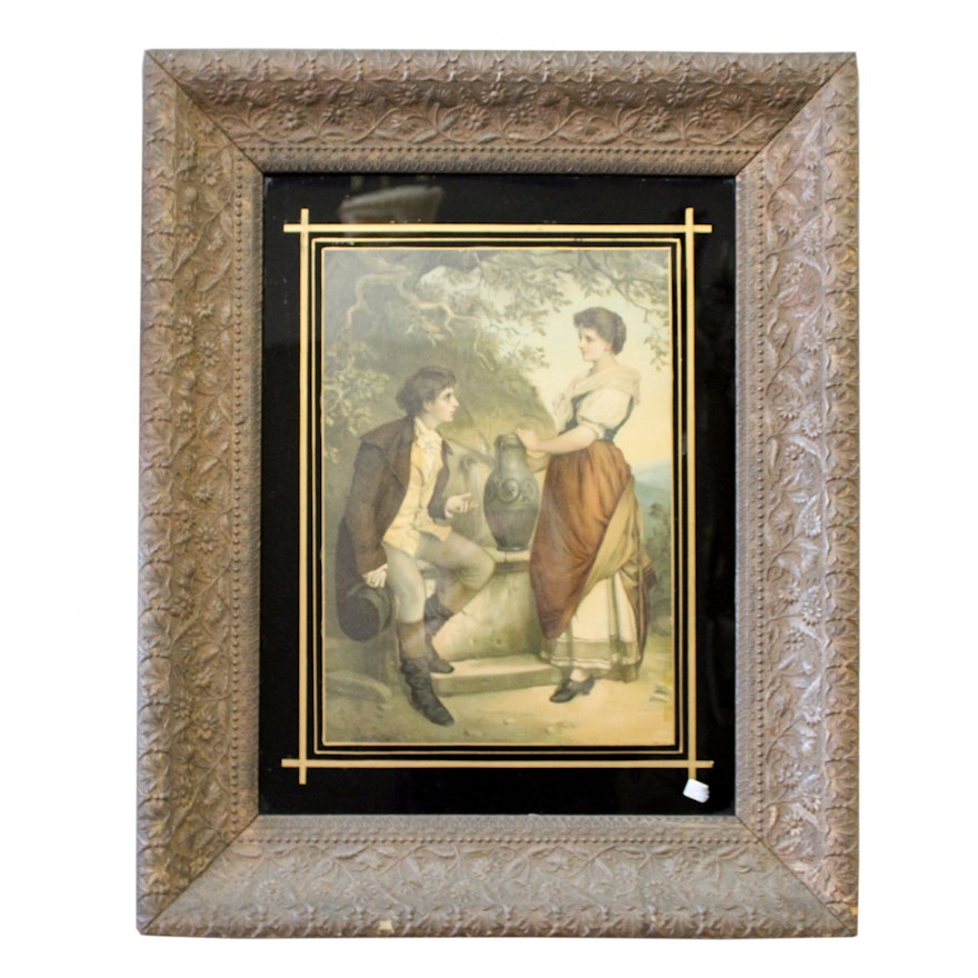 Framed Chromolithograph on Paper of a Couple