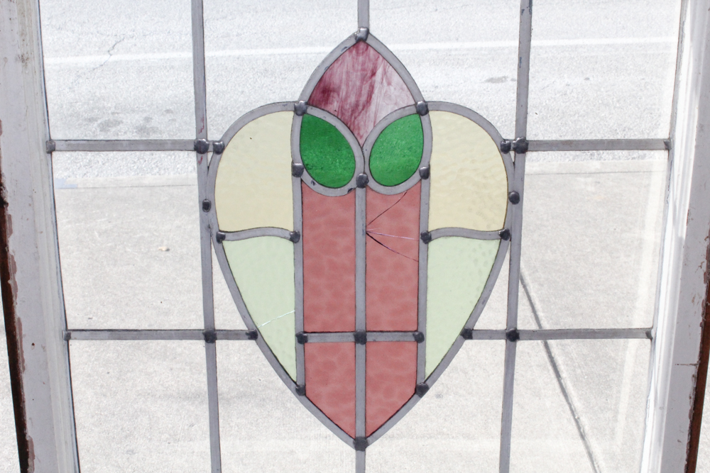 Vintage Framed Stained Glass Window