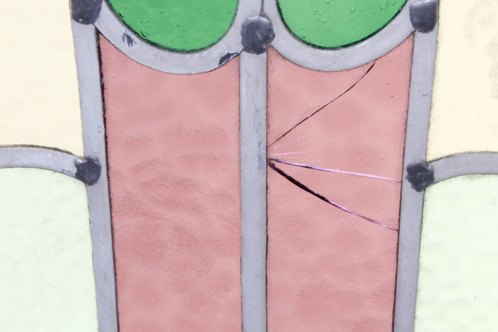 Vintage Framed Stained Glass Window