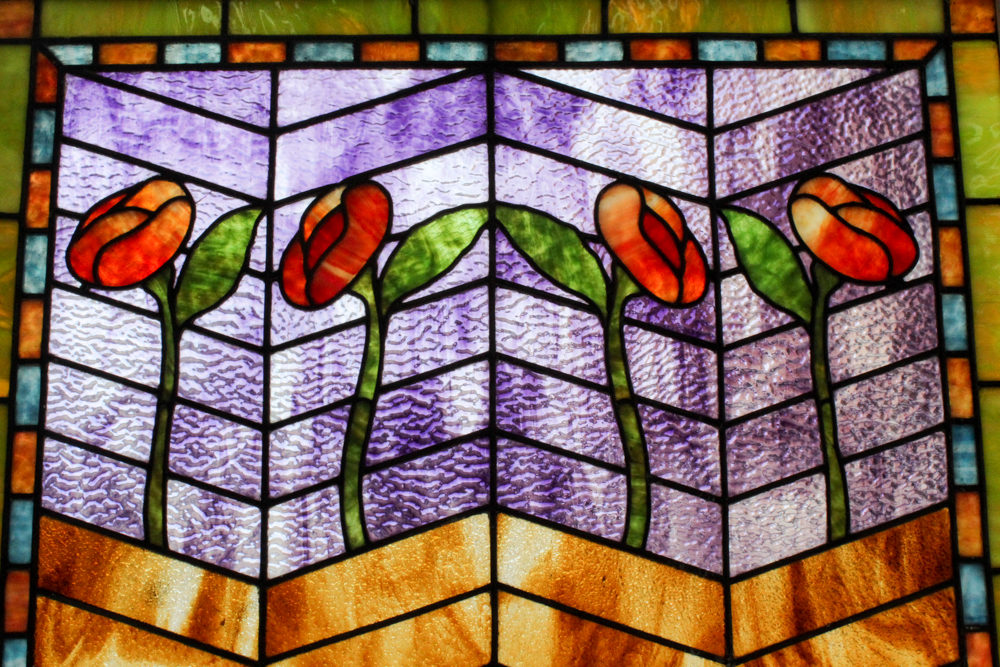 Floral Motif Stained Glass Window