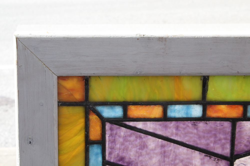 Vintage Framed Stained Glass Window