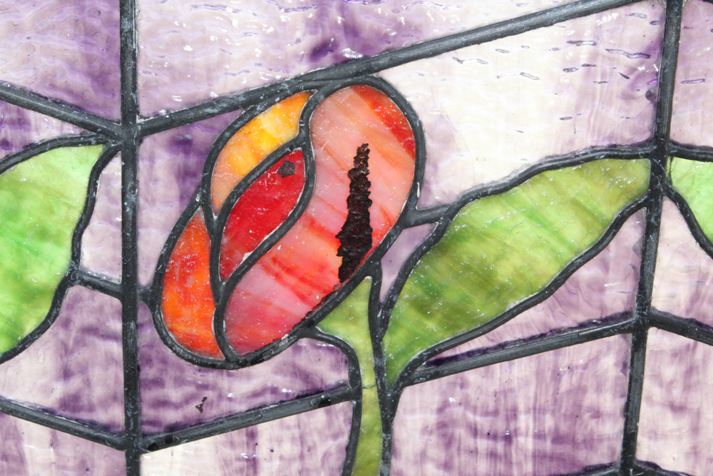 Vintage Framed Stained Glass Window