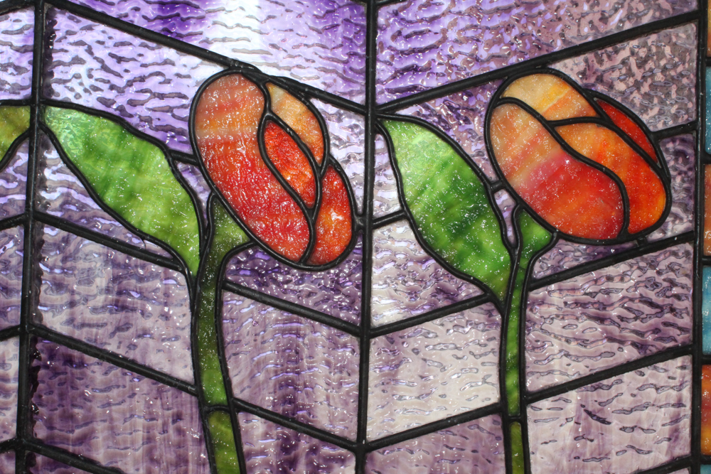 Vintage Framed Stained Glass Window