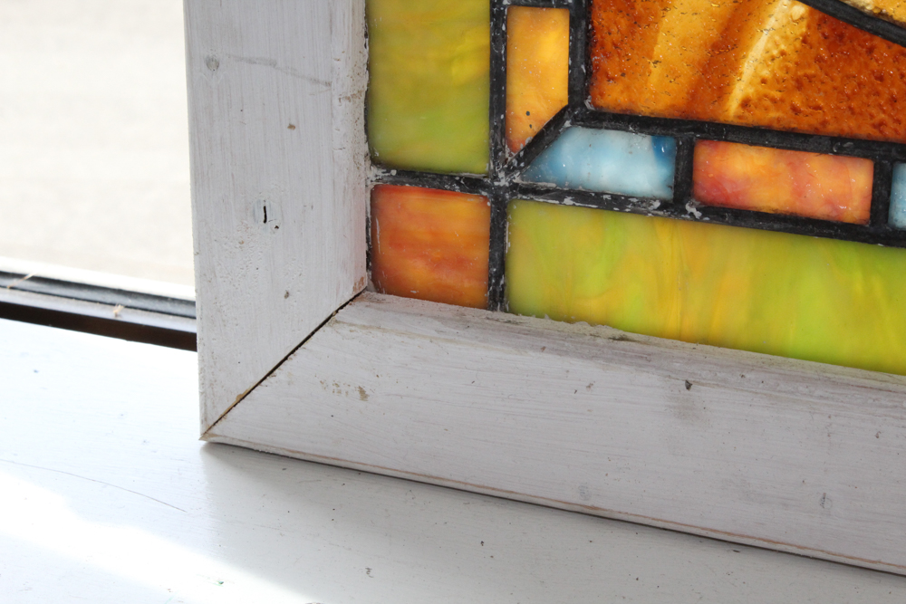 Vintage Framed Stained Glass Window