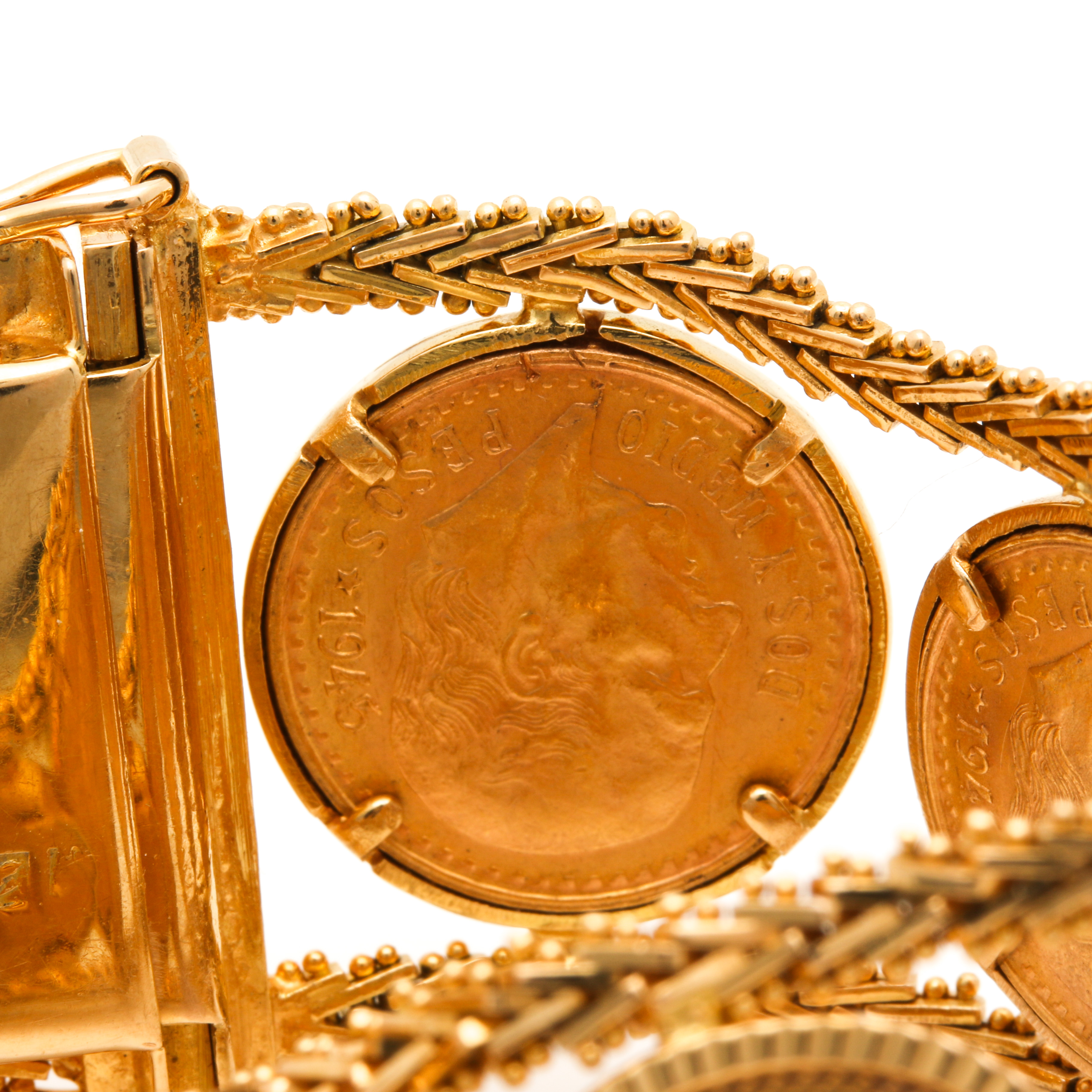 1945 Mexican 2.5 Peso Gold Coin Restrike Bracelet