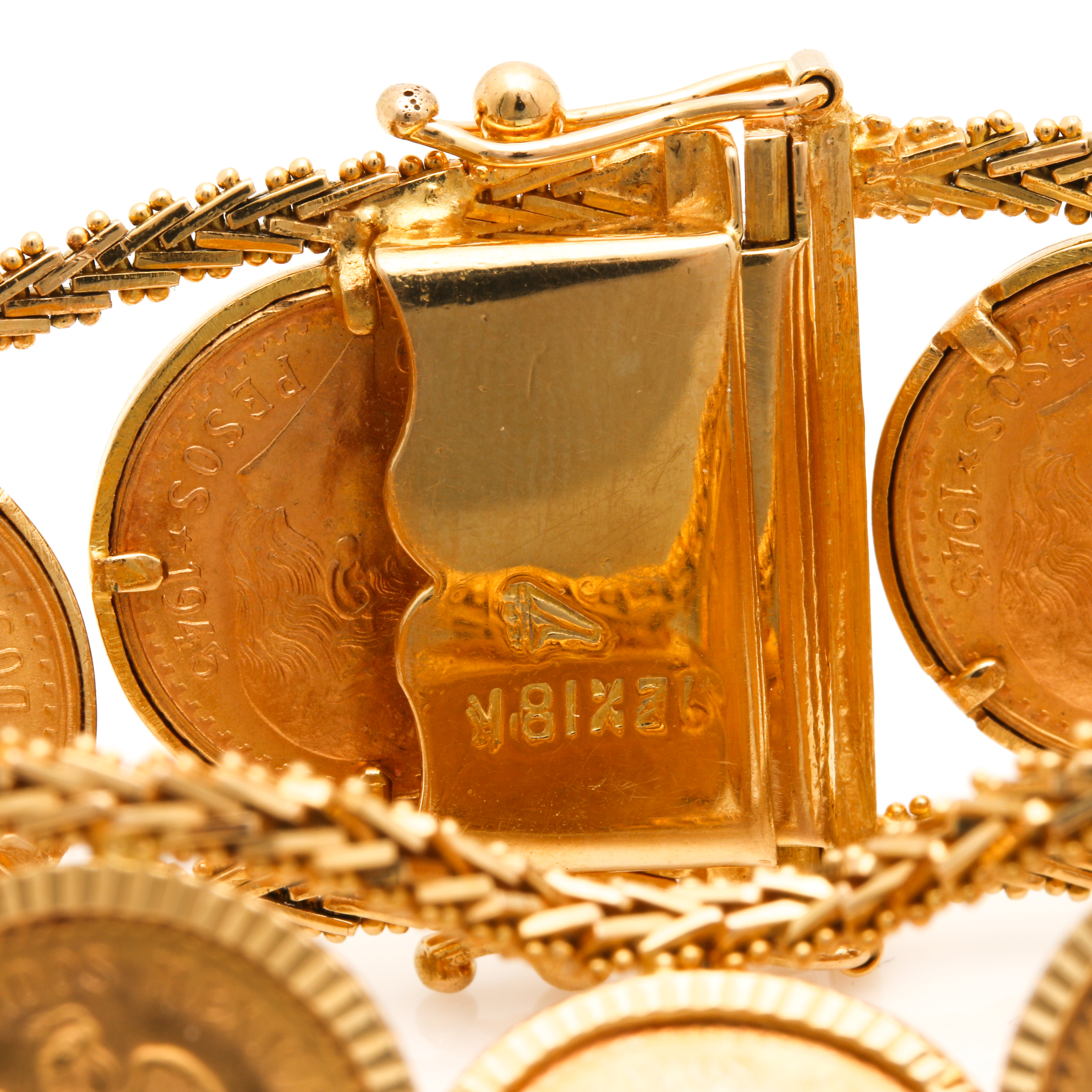 1945 Mexican 2.5 Peso Gold Coin Restrike Bracelet