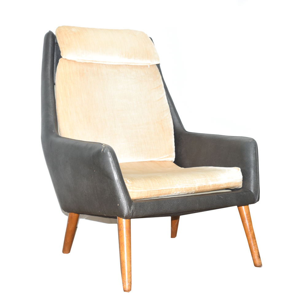 Danish Modern Armchair with Velvet Cushions