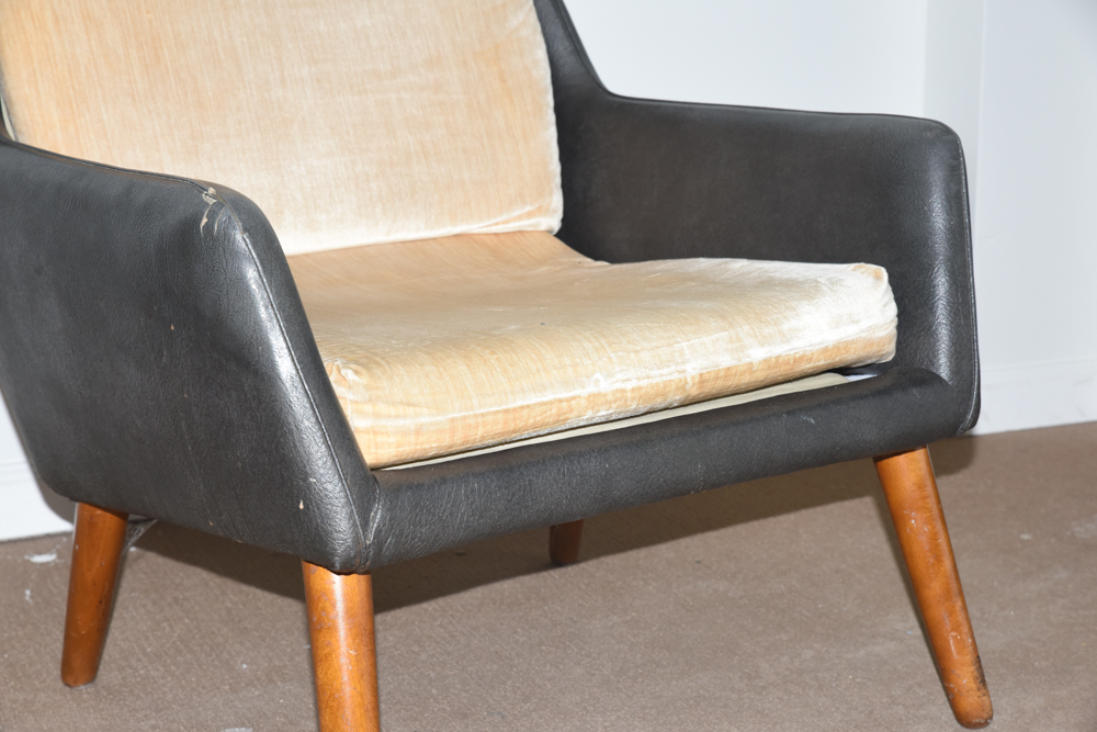 Danish Modern Armchair with Velvet Cushions