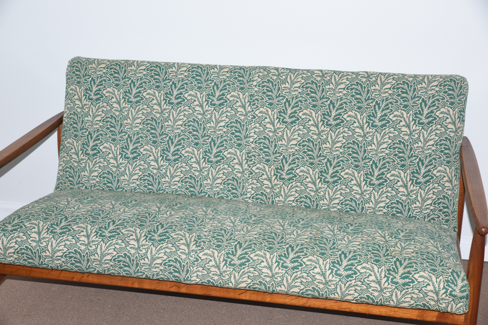 Danish Modern Settee with Green Upholstery by FDB Møbler