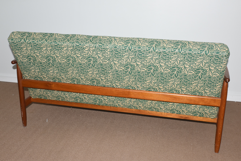 Danish Modern Settee with Green Upholstery by FDB Møbler