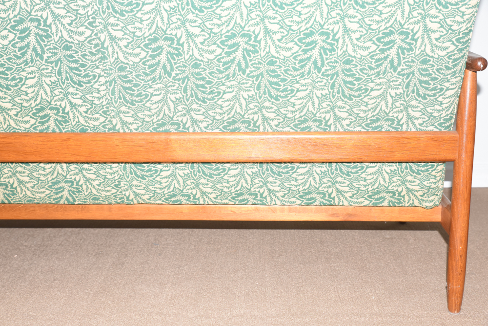 Danish Modern Settee with Green Upholstery by FDB Møbler