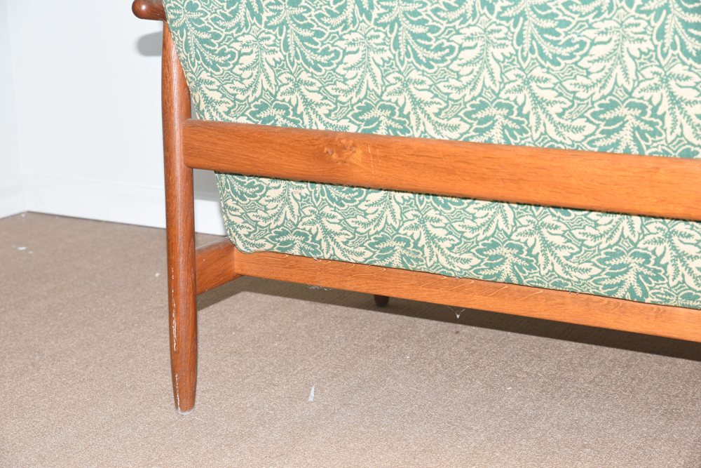 Danish Modern Settee with Green Upholstery by FDB Møbler