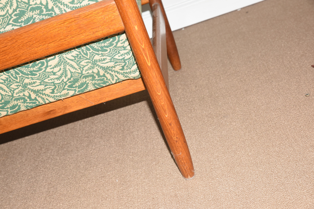 Danish Modern Settee with Green Upholstery by FDB Møbler