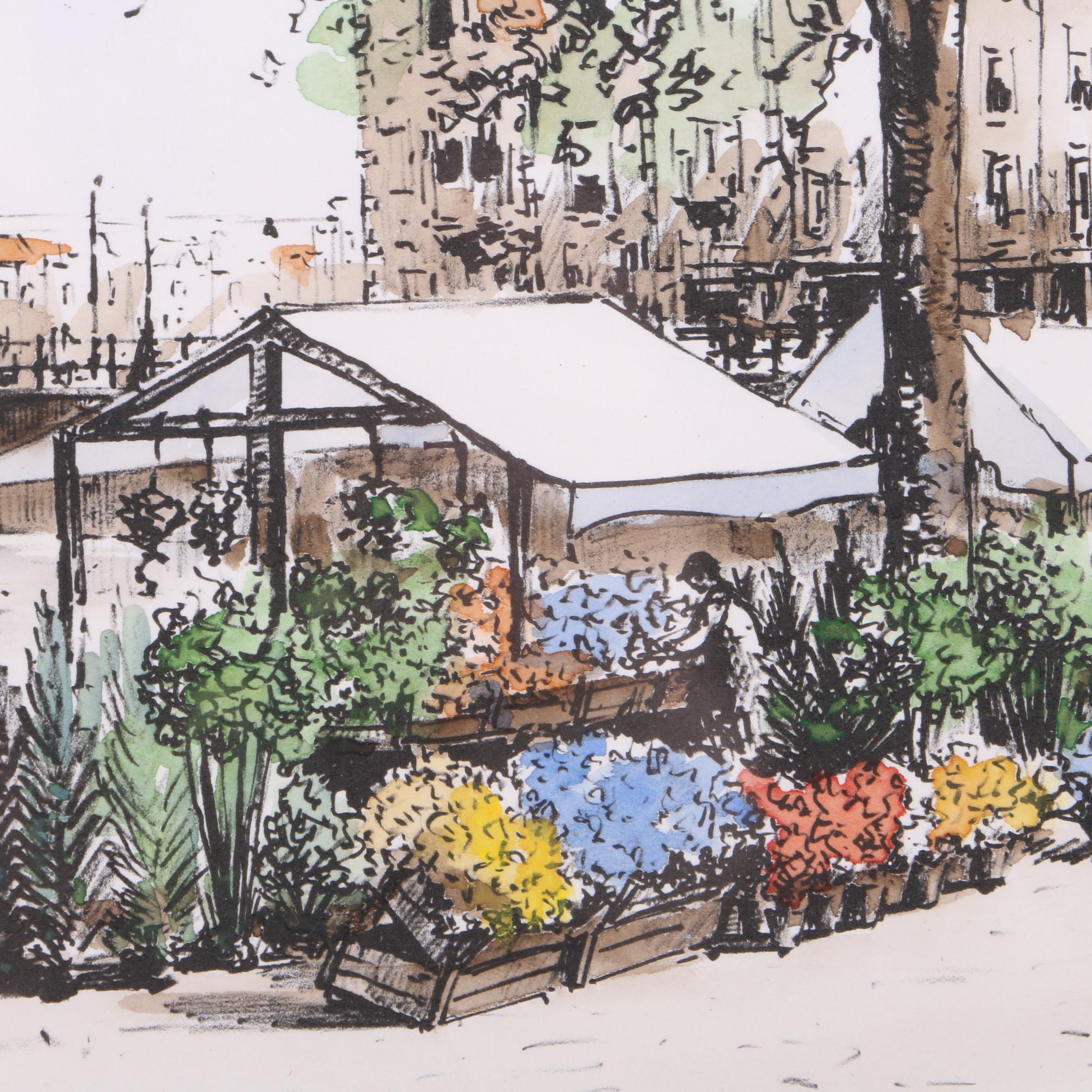 Bonefacius "Bob" Brobbel Watercolor Embellished Prints on Paper