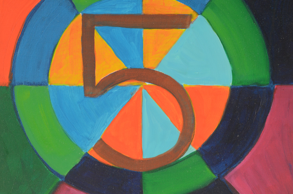 Carol J. Mathews Original Abstract Oil Painting on Canvas of the Number "5"