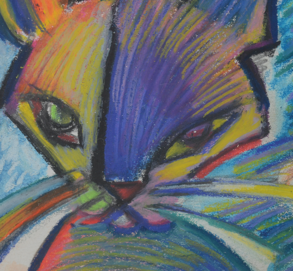 Carol J. Mathews Pastel Drawing "Got My Leg Caught by the Door"