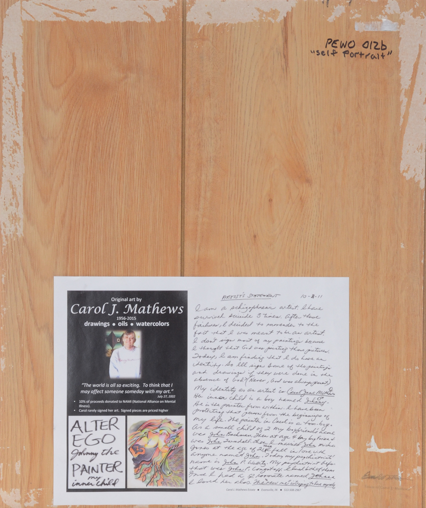 Carol J. Mathews Oil Painting on Board "Self Portrait"