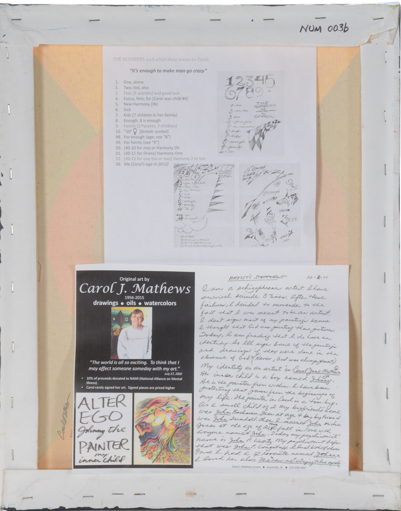 Carol J. Mathews Original Abstract Oil Painting on Canvas of the Number "3"