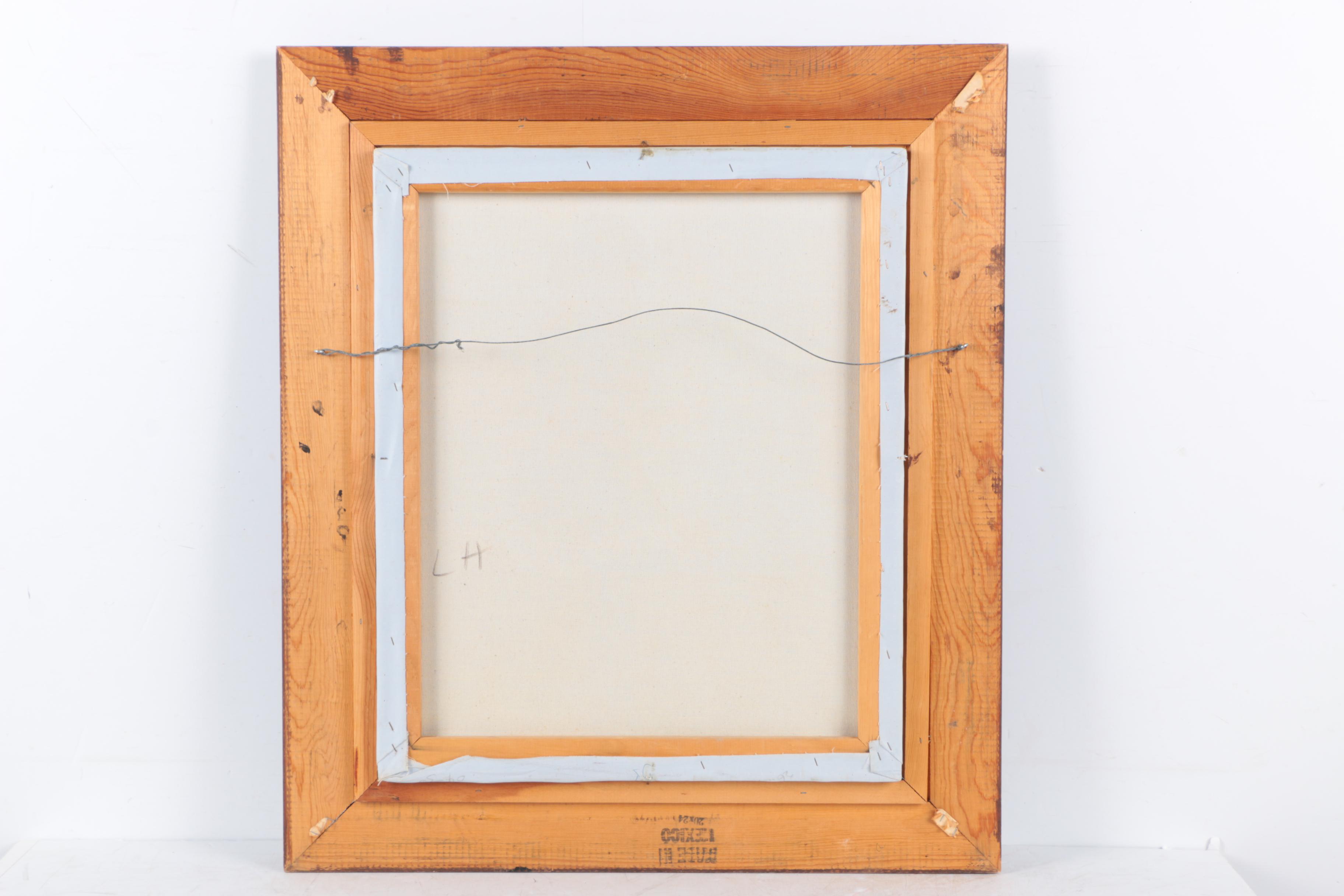 E. Bauer Oil Painting on Canvas of a Young Woman and Canine