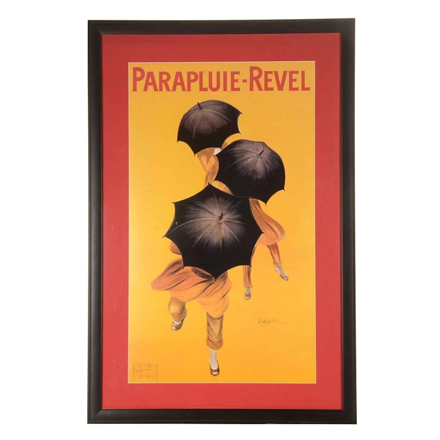 Framed Offset Lithograph Poster after Leonetto Capiello "Parapluie-Revel"