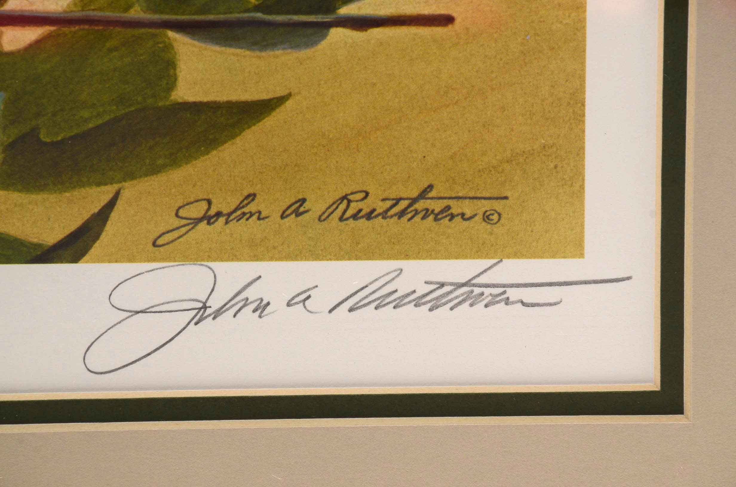 John Ruthven Artist's Proof Offset Lithograph on Paper "Cardinals and Wren"